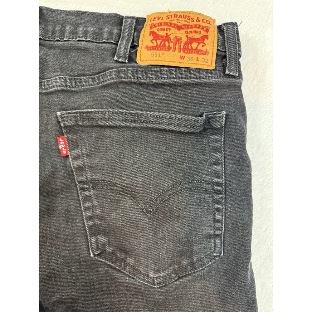 Levis 511 Jeans Mens 38x32 Black Slim Fit Stretch Denim Pants Mid Retro